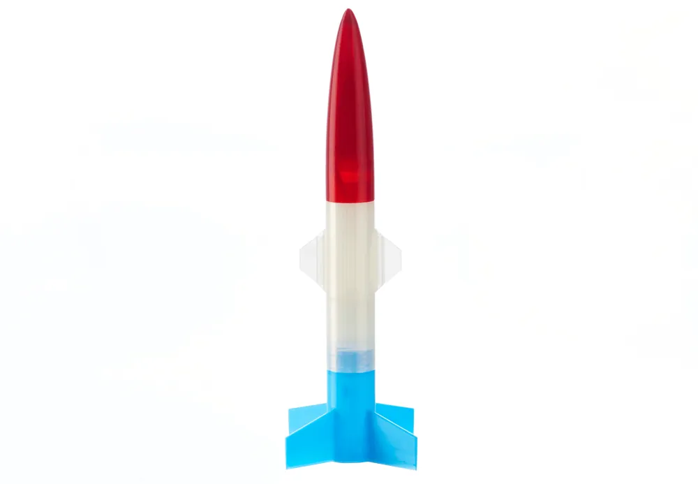 Model Rocket printed with Stratasys PLA FDM printer material